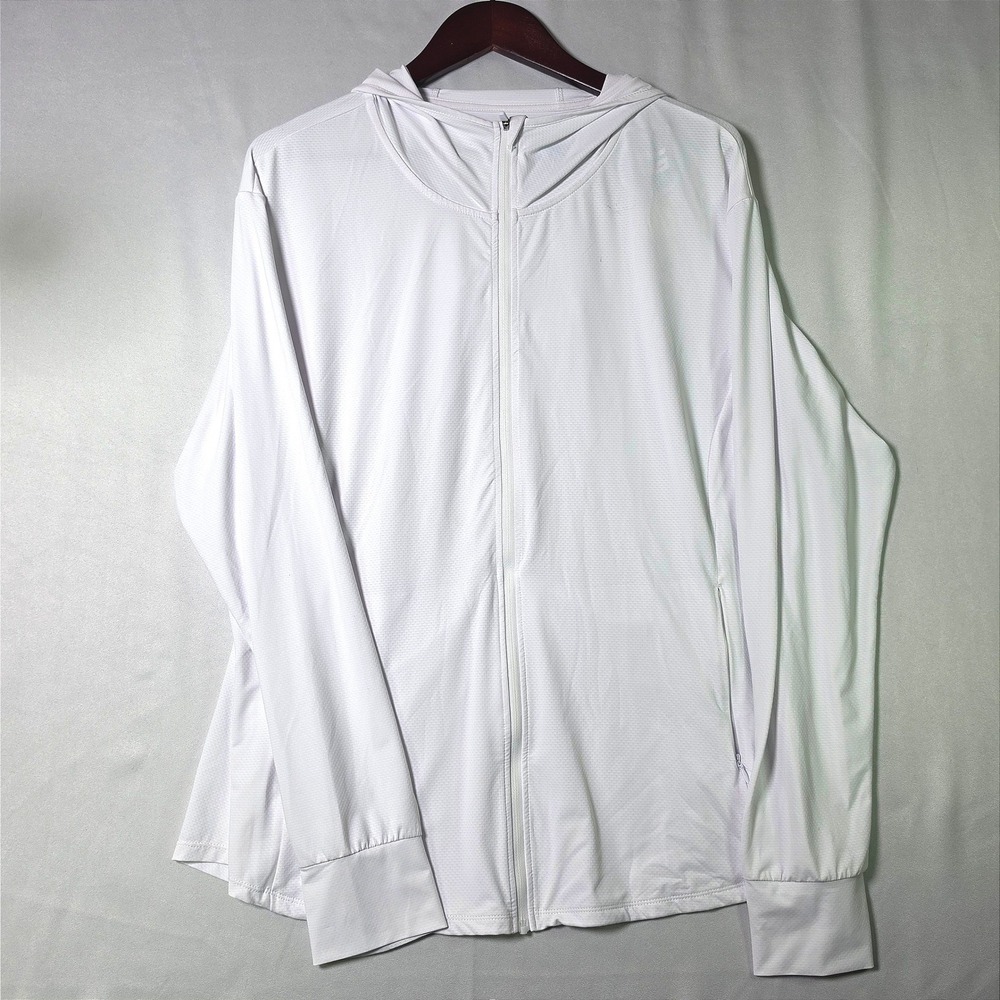 Gradual Womens White UPF 50+ Sun Protection Hoodie Full Zip Jacket 3XL NWT